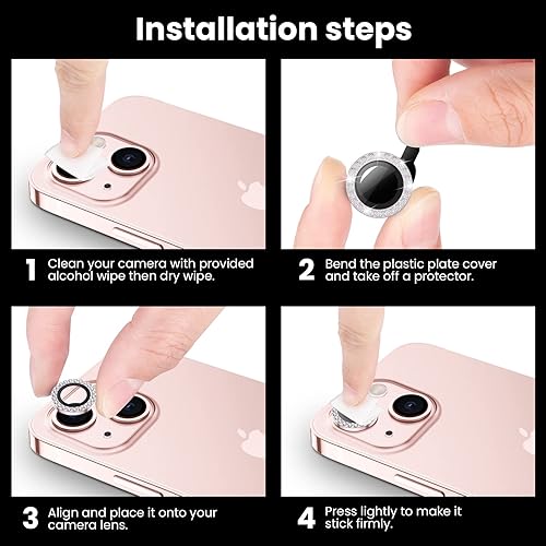 Miniatura 7 de Tensea Protector de lente de cámara para iPhone 13 miniiPhone 13, protector de pantalla de vidrio templado 9H, anillo individual de metal para