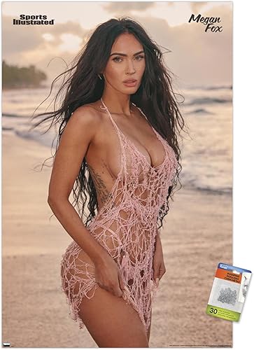 Trends International Sports Illustrated Swimsuit Edition - Póster de pared de Megan Fox Beach 23, 22.37 x 34.00 pulgadas, paquete de póster y alfiler