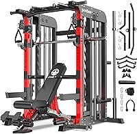 Vista 9 de pooboo Multi-Functional Machine Power Cage, 2000LB Squat Rack, LAT-Pull Down System, Dual Pulley Cable Crossover System, Home Gym Workout Machine