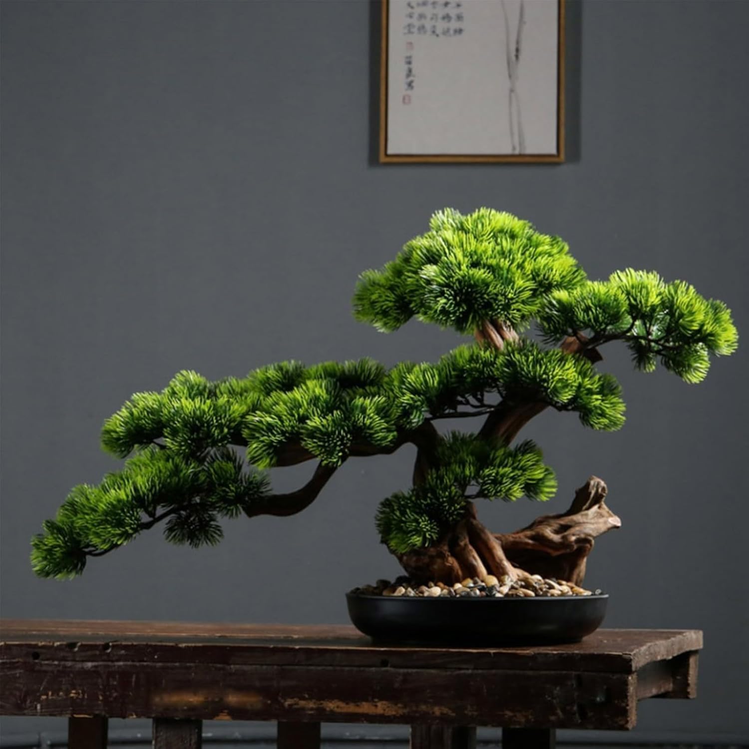 Artificial Bonsai Tree High Quality Artificial Tree Green Decorative Entrance Simulation Tree Decorative Ornaments Zen Feng Shui Bonsai Artificial Trees Plants