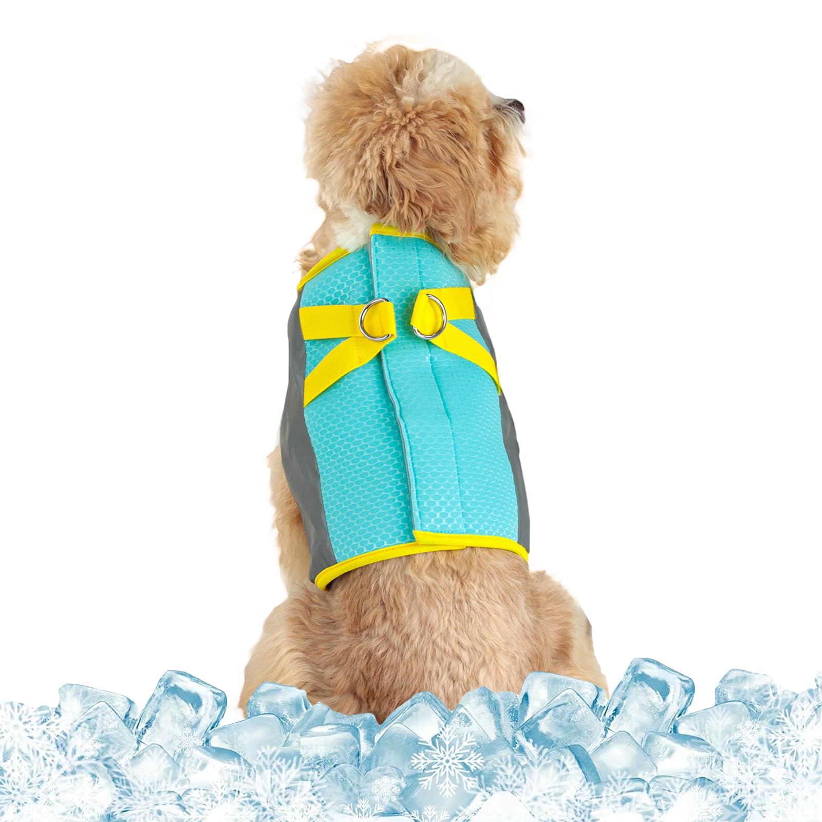 SEIS Cooling Dog Harness Summer Pet Reflective Vest Breathable Cat Costume for Small Medium Large Dogs (Blue, S)