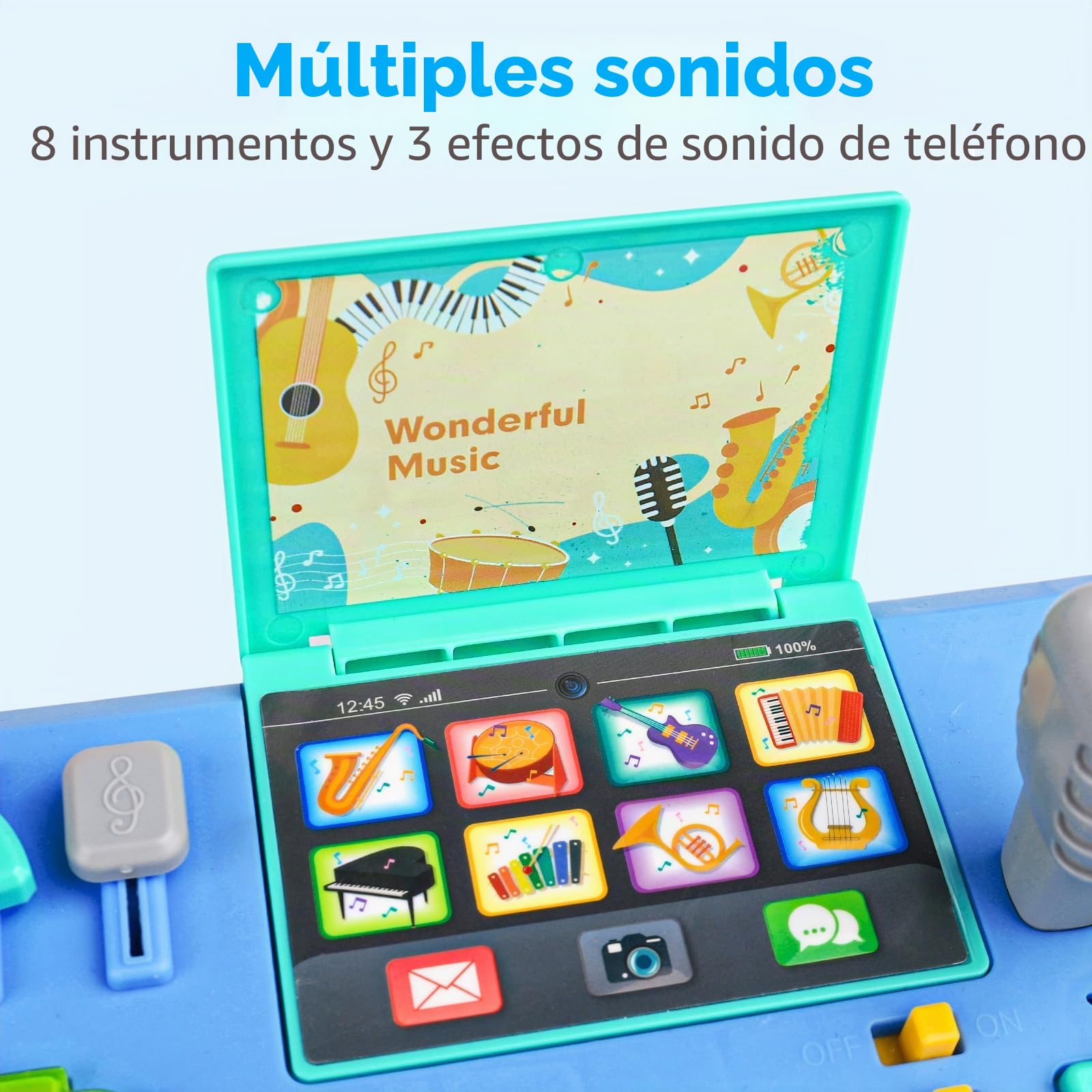 Lypsochaat Juguete para bebés a partir de 1, 2, 3 años, con música y luz, juguete musical para niños, DJ Pult con piano, juguete para bebés 0-6 0-12 12-18 meses, regalo para bebés 1 2 3 años niño niña