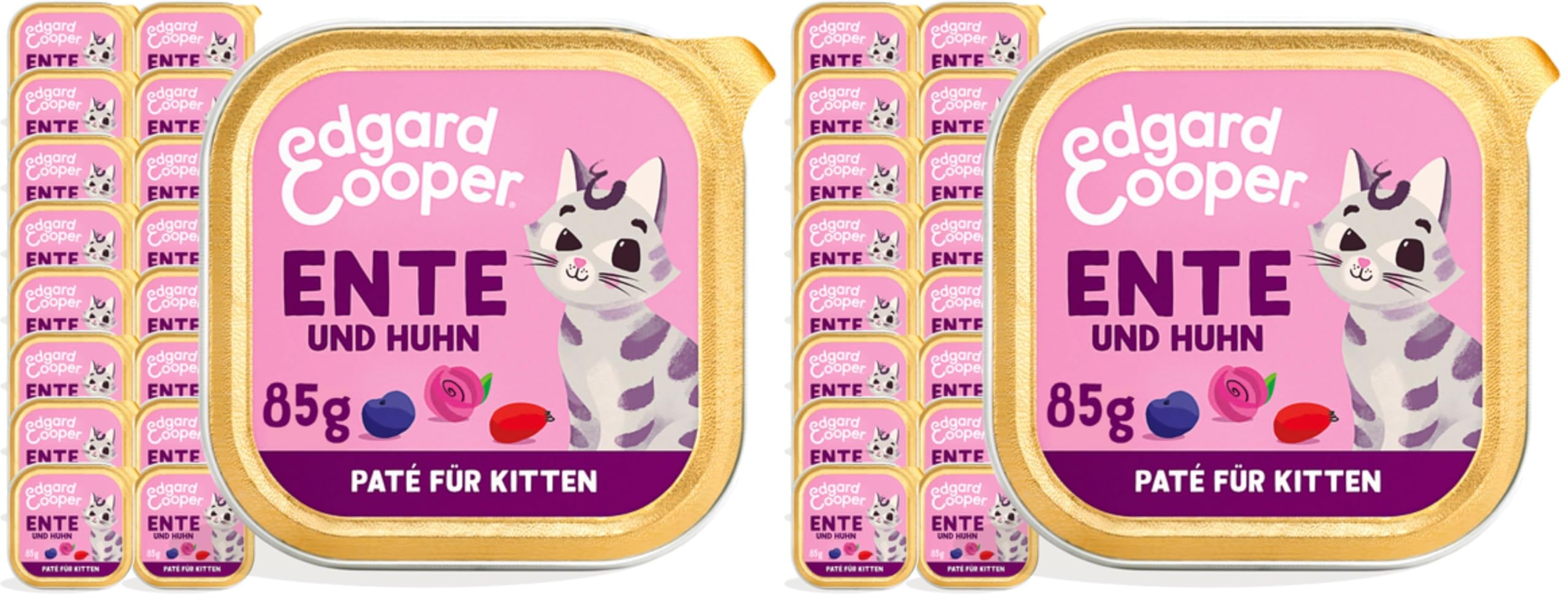 Edgard & Cooper Kitten Nassfutter, (Ente & Huhn, 85g x 16), Getreidefrei, voll von frischem Fleisch und natürlichen Zutaten, geeignet für sterilisierte und aktive Katzen, hoher Proteingehalt