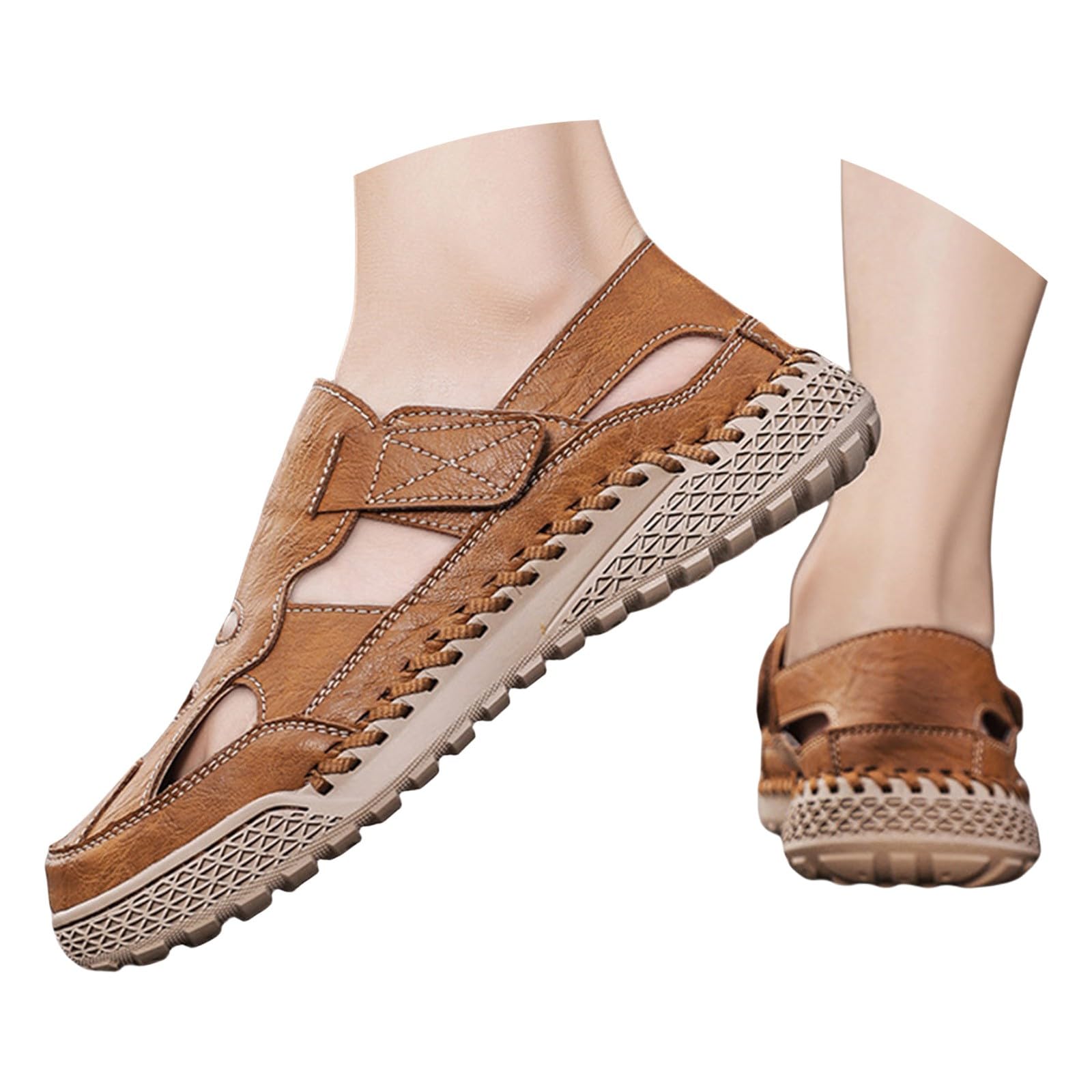 Sandalias de hombre de verano cómodas deportivas – Zapatillas de goma para hombre cerradas zapatillas antisavolo suave piel moda con arco plantar zapatos senderismo fitness zapatillas playa vacaciones