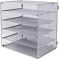 Vista 1 de EASEPRES Bandeja Organizadora de Escritorio de Malla de 5 Ranuras, Soporte para Carpetas de Archivos Papel Cartas, Clasificador de Papel