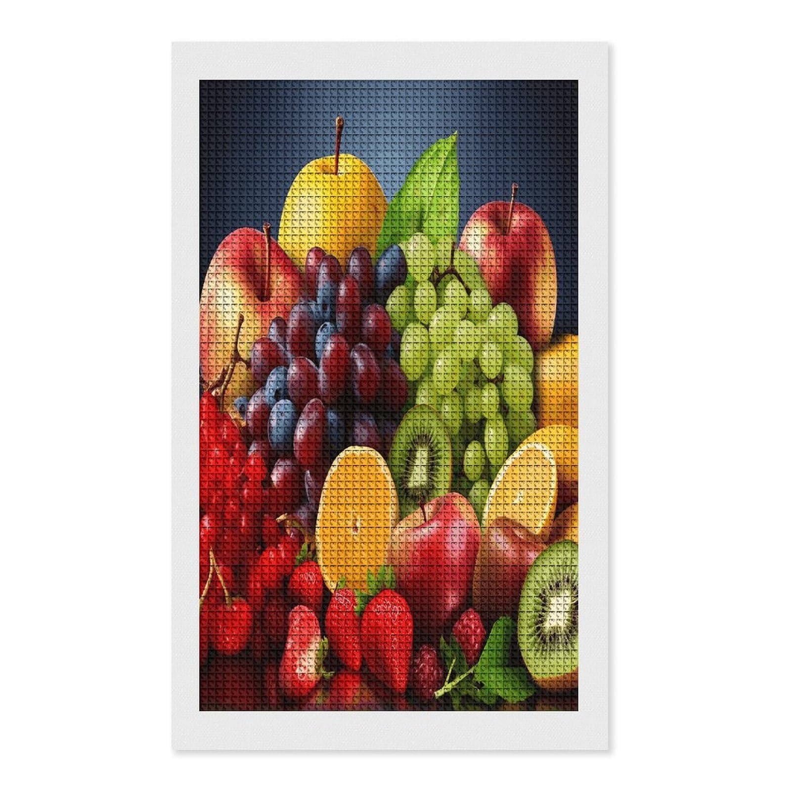 FodPand Fruits Diamond Painting Kit for Beginner Fun 5D DIY Crafts for Adults Diamond Art Kits Square Diamond Art Canvas Painting Gem Art Crafts for Home Wall Decor 12"x20"