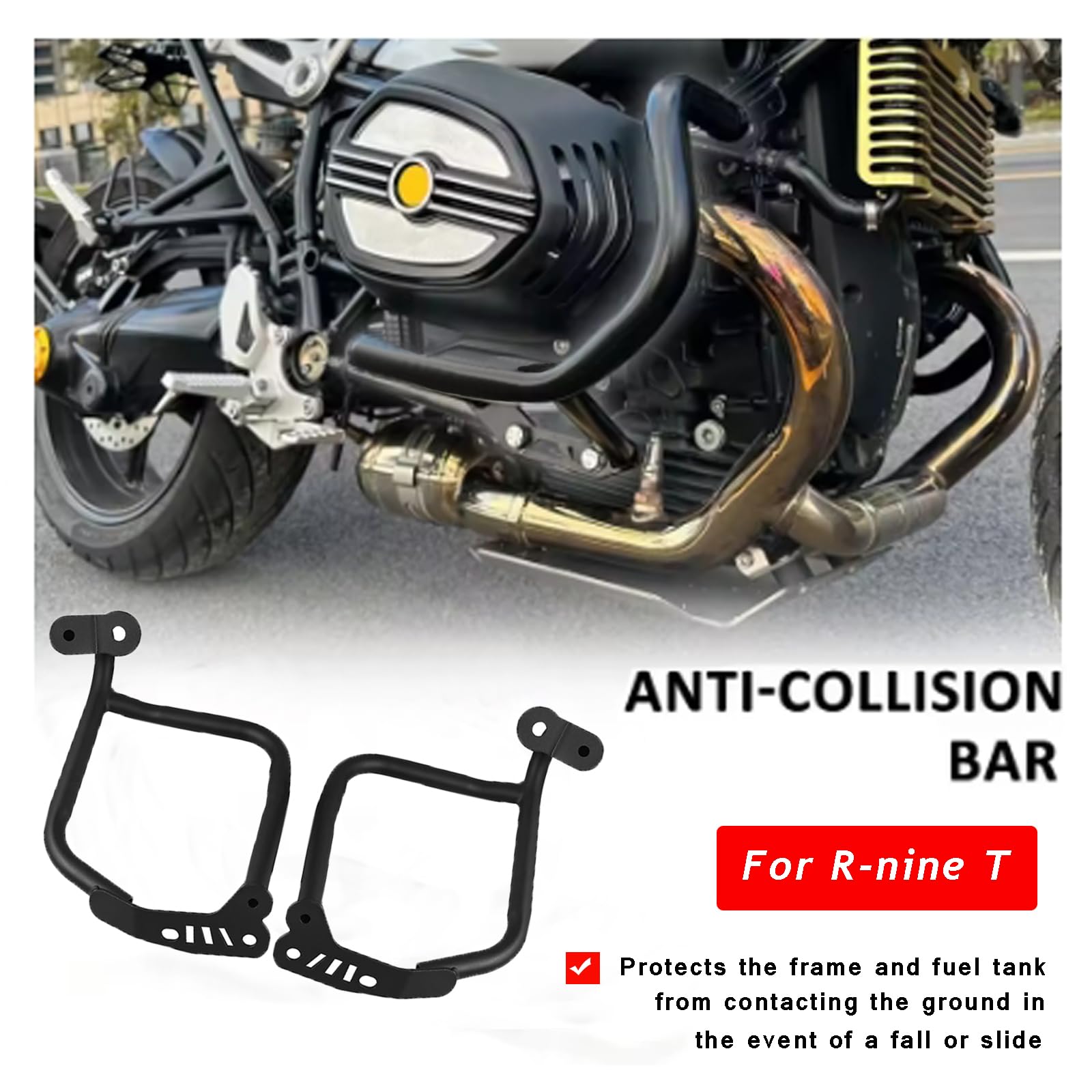 R nineT 2025 Crash Bars Engine Protection Motorschutzbügel fürR NINET 2014-2025 T URBAN R NINET SCRAMBLER R NINEG/S R NINET PURE 2017-2023 R NINET SLASH 5 2019-2020 25mm Stahlrohr-Rahmenschutz mit