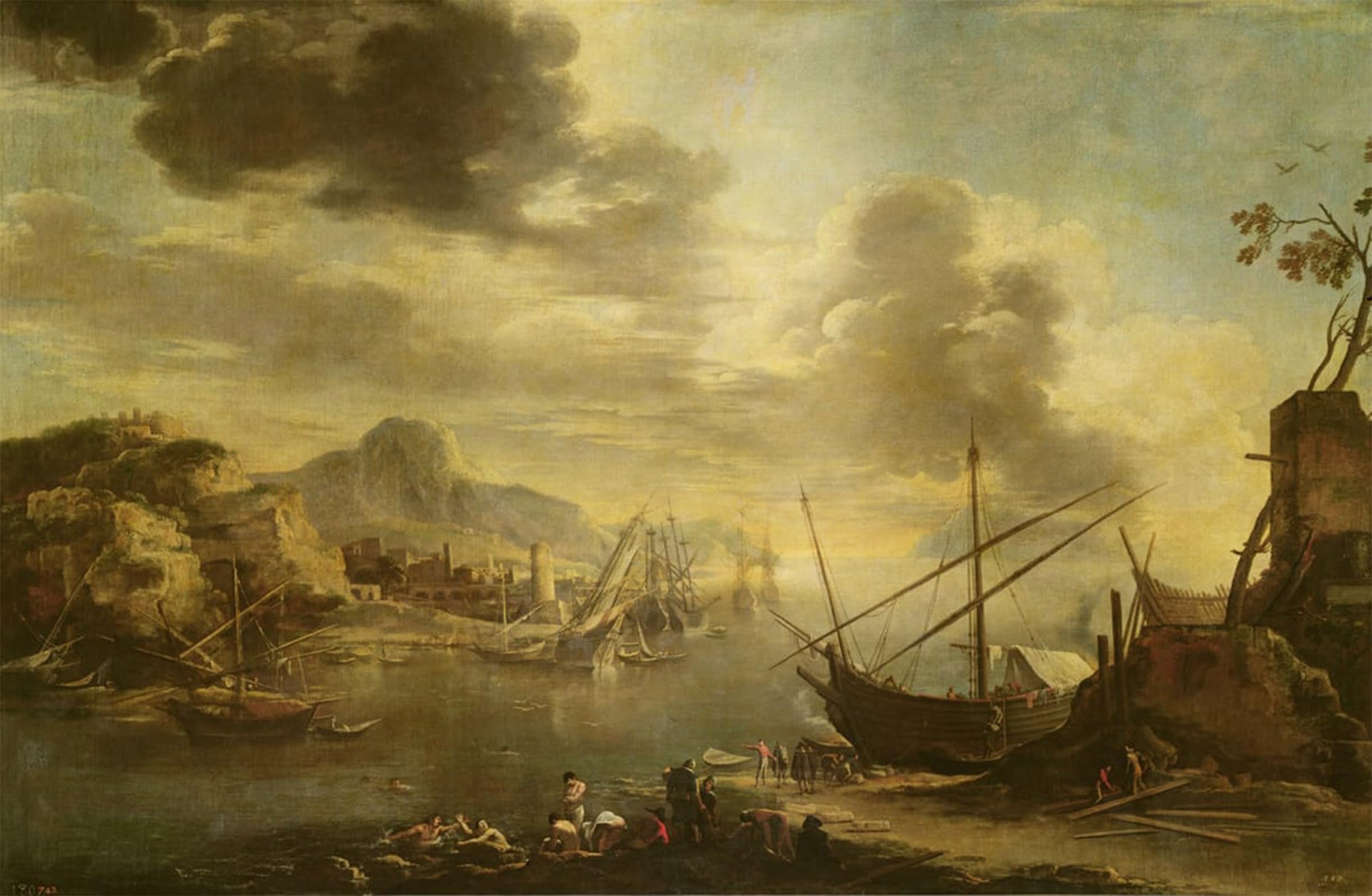 Artxlxxbn No Frame Famous Painting Art Wall Decor Abstract Art Picture The Gulf Of Salerno By Salvator Rosa Animal Pictures For Home Decor 60X90cm