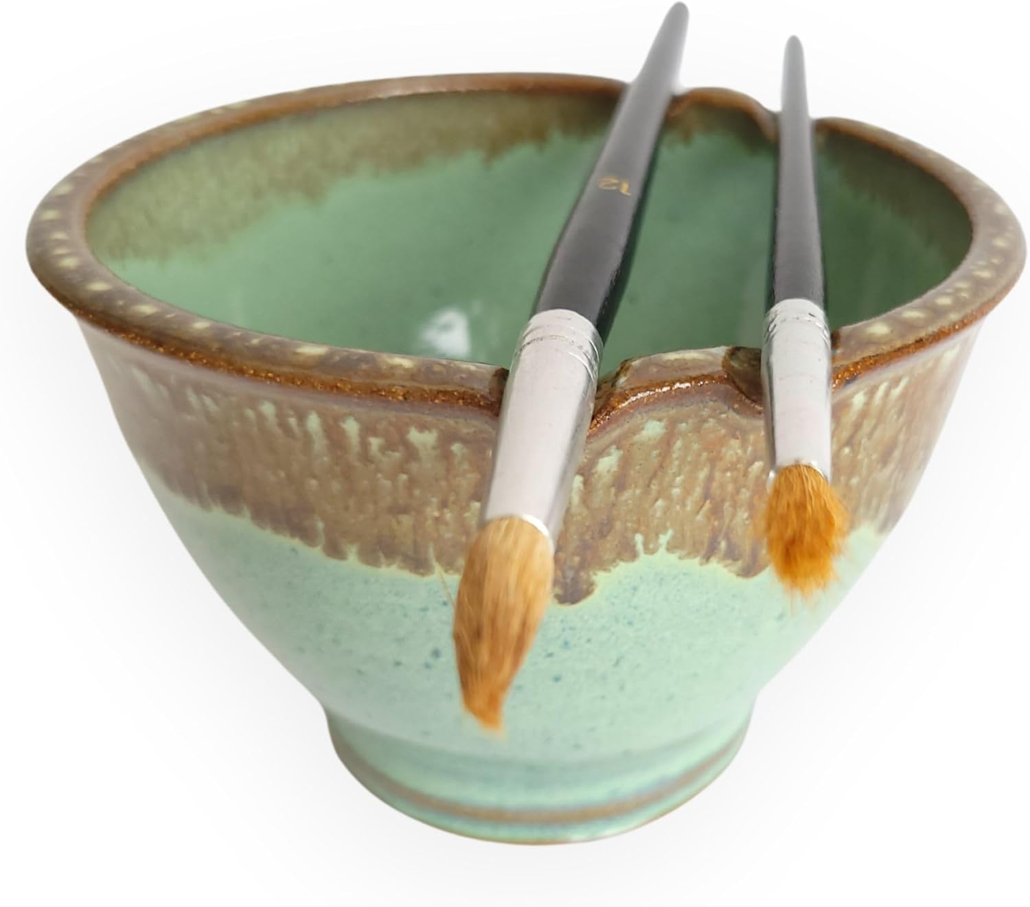Paint Watercolor Bowl Brush Holder Creative Painter Studio Desktop Rinse Table Green Bronze Drip Rim