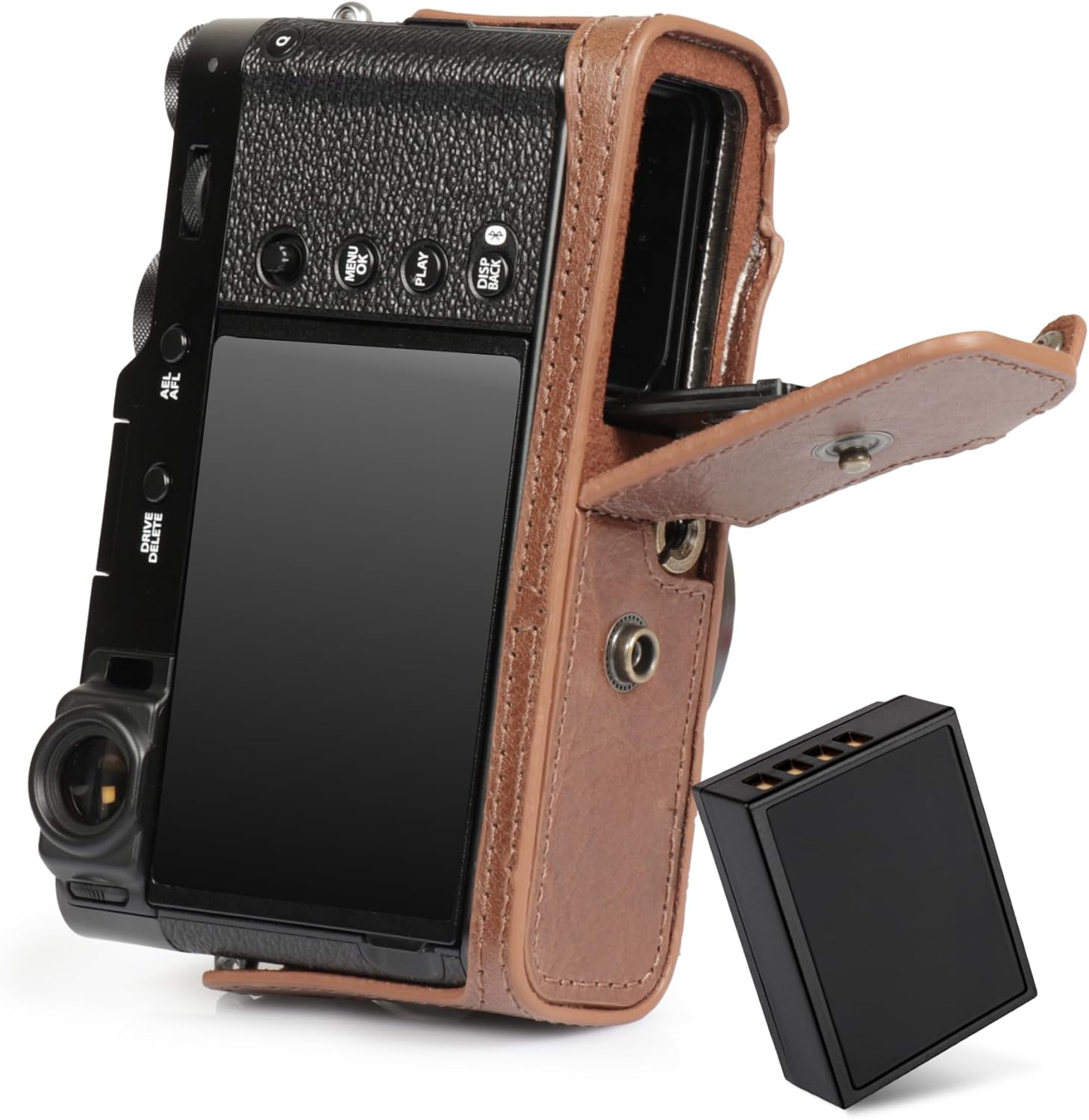 Mega Gear Genuine Leather Camera Case for Fujifilm X100VI - Stylish and Protective - Brown