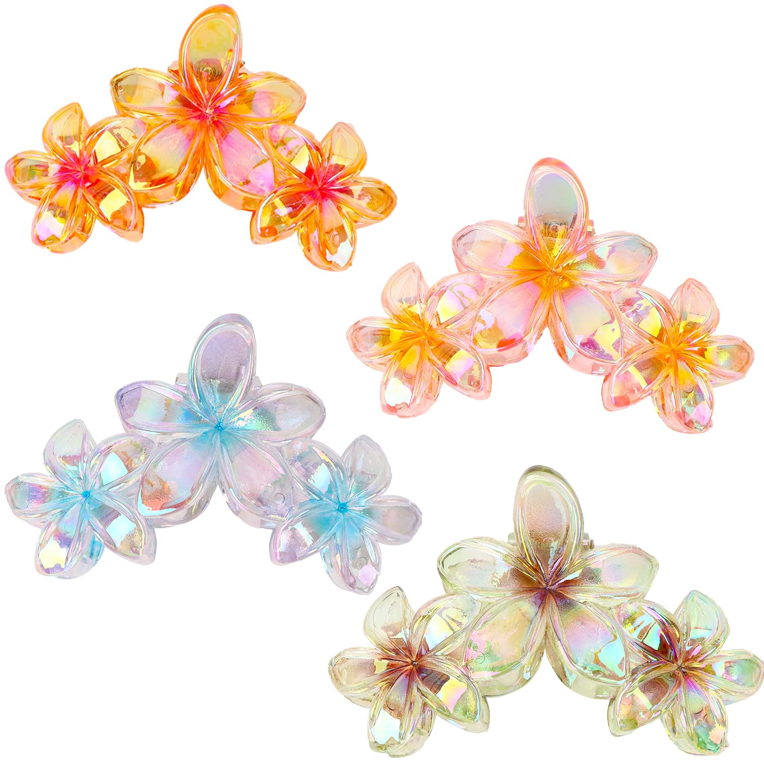 MOTIBACK Flower Hair Claw Clips 4PCS Set - Non-Slip Grip Clips for Thick Hair Girls Women Ladies Hair Accessories with Gentle Hold