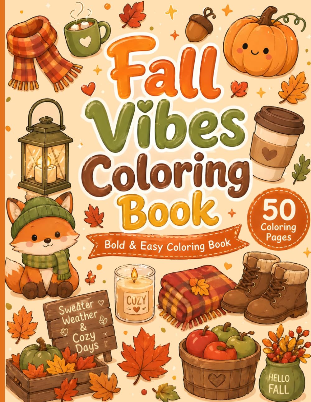 Fall Vibes: Bold & Easy Cozy Autumn Coloring Book for All Ages (Cozy Coloring Collection)