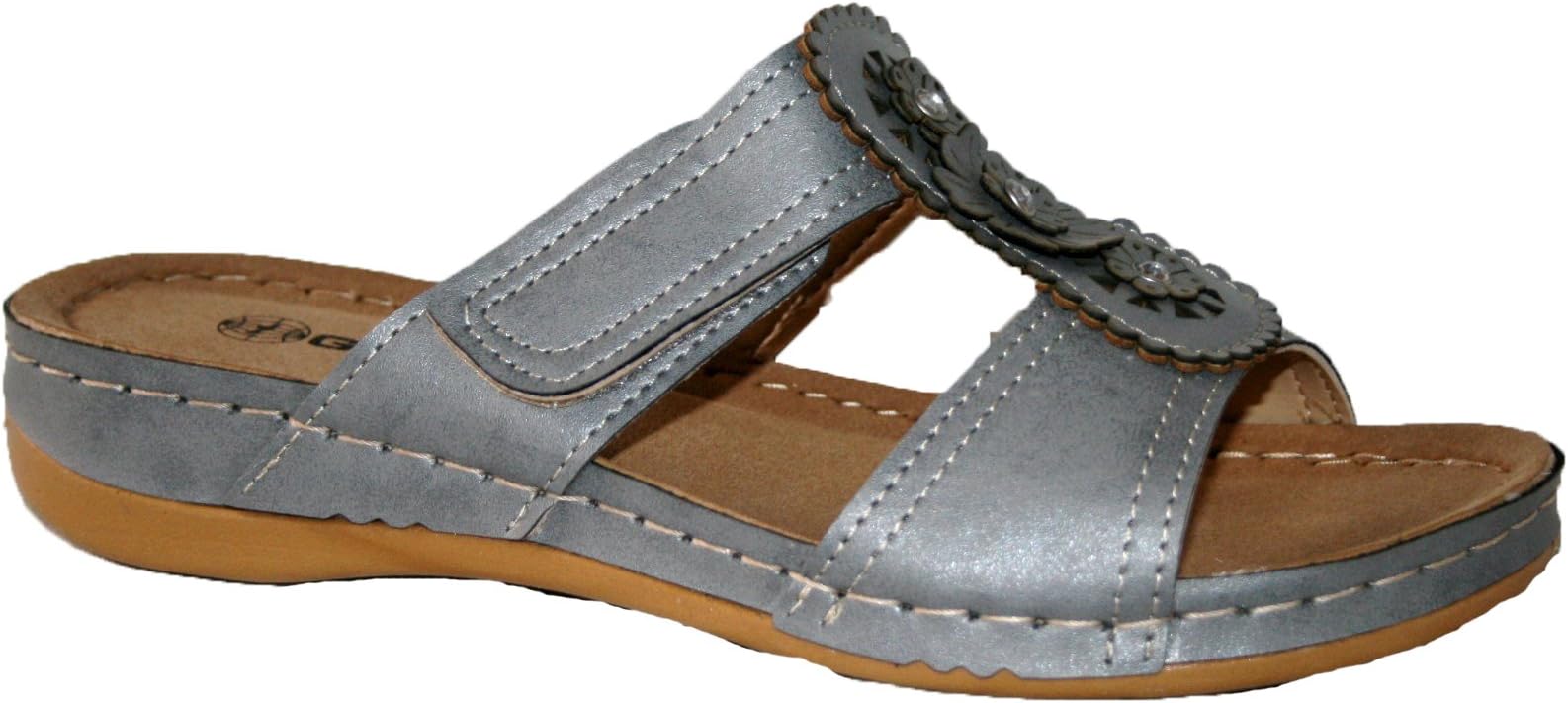 LADIES GEZER , SLIP ON PEEP TOE MULE LIGHTWEIGHT SOFT COMFY MULE SANDALS