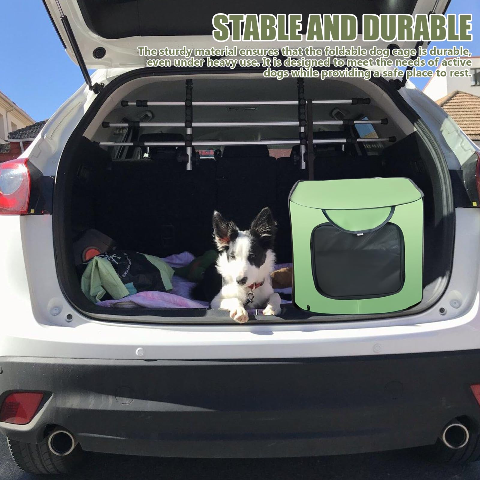 92 x 52 x 52 cm. Gabbia pieghevole per cani: trasportino portatile per cani con struttura in acciaio, tessuto Oxford impermeabile con cerniera, trasportino per cani