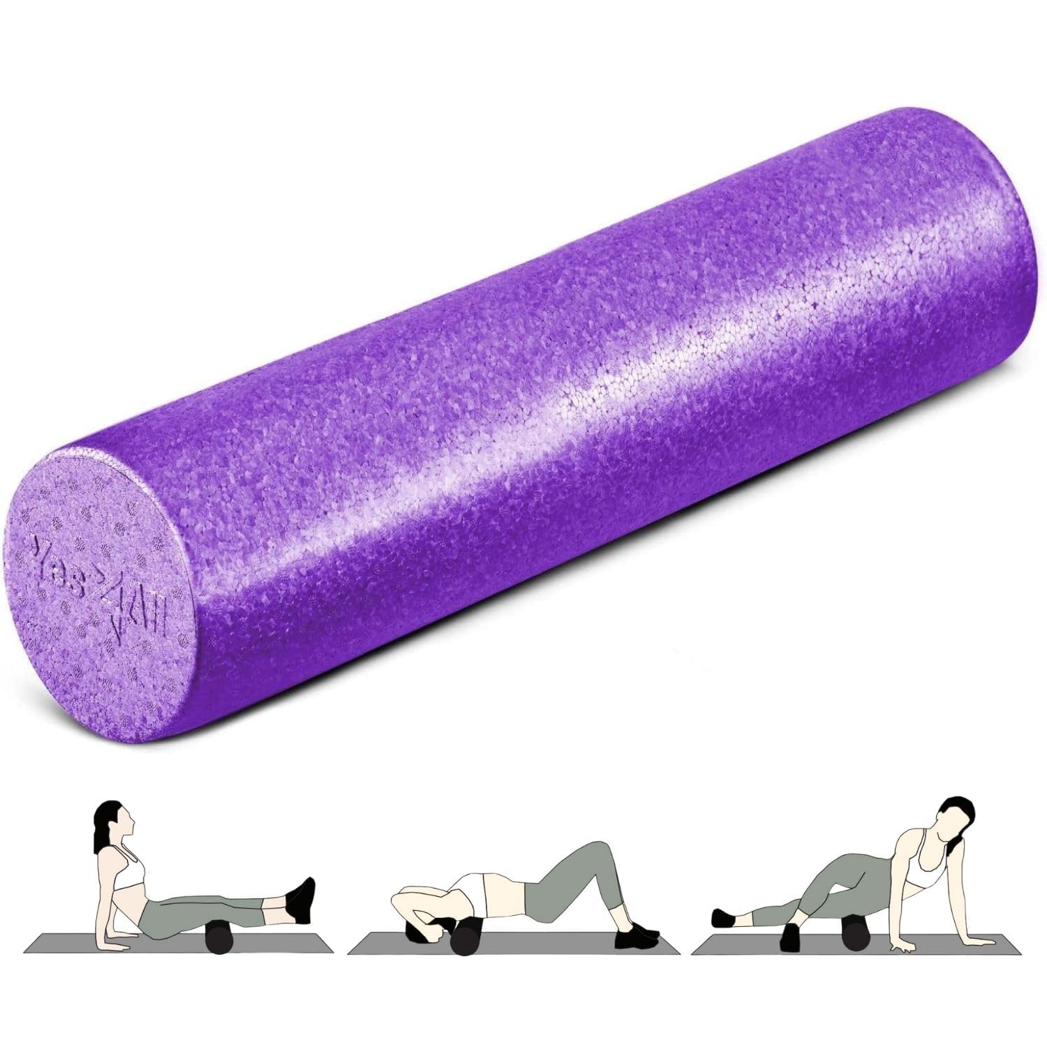 Yes4All High-Density EPP Round Back Roller Foam, Exercise Foam Roller for Yoga, Pilates & Stretching - 12, 18, 24, 36 inch