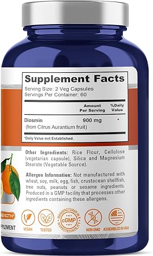 Miniatura 2 de NusaPure Diosmin 900mg por porción 120 cápsulas vegetales (sin OMG, sin gluten, vegano)