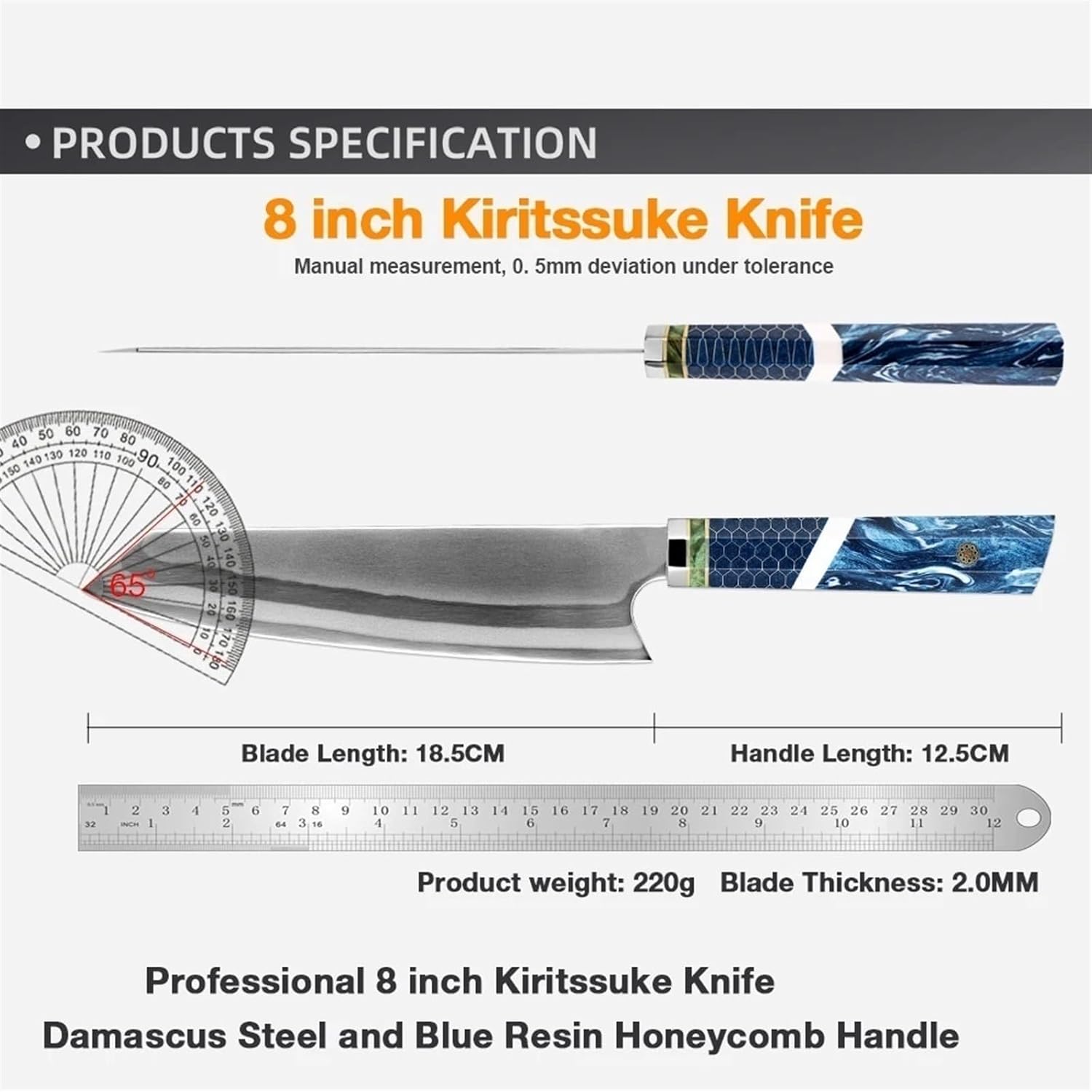 Meat Cleaver,Cleaver Knife 8 Inch 7 Layers 440C Steel Kiritsuke Knife Composite Forging Steel Professional Japanese Kitchen Knife Resin Honeycomb Handle, LAMAJIGA5844