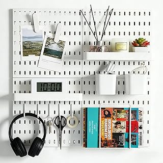 Peg Board Wall Organizer Kit White Pegboard Combination Kit 4 Pieces Peg...