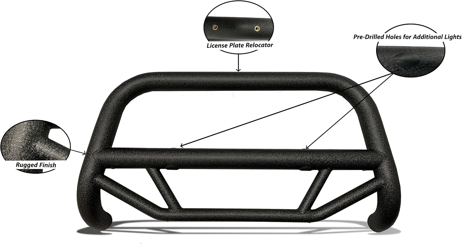 Black Horse Max T Bull Bar Kit Textured Black Compatible with 2019-2025 Chevrolet Silverado 1500|2022-2022 Chevrolet Silverado 1500 LTD -MBT-MG403-PLFB