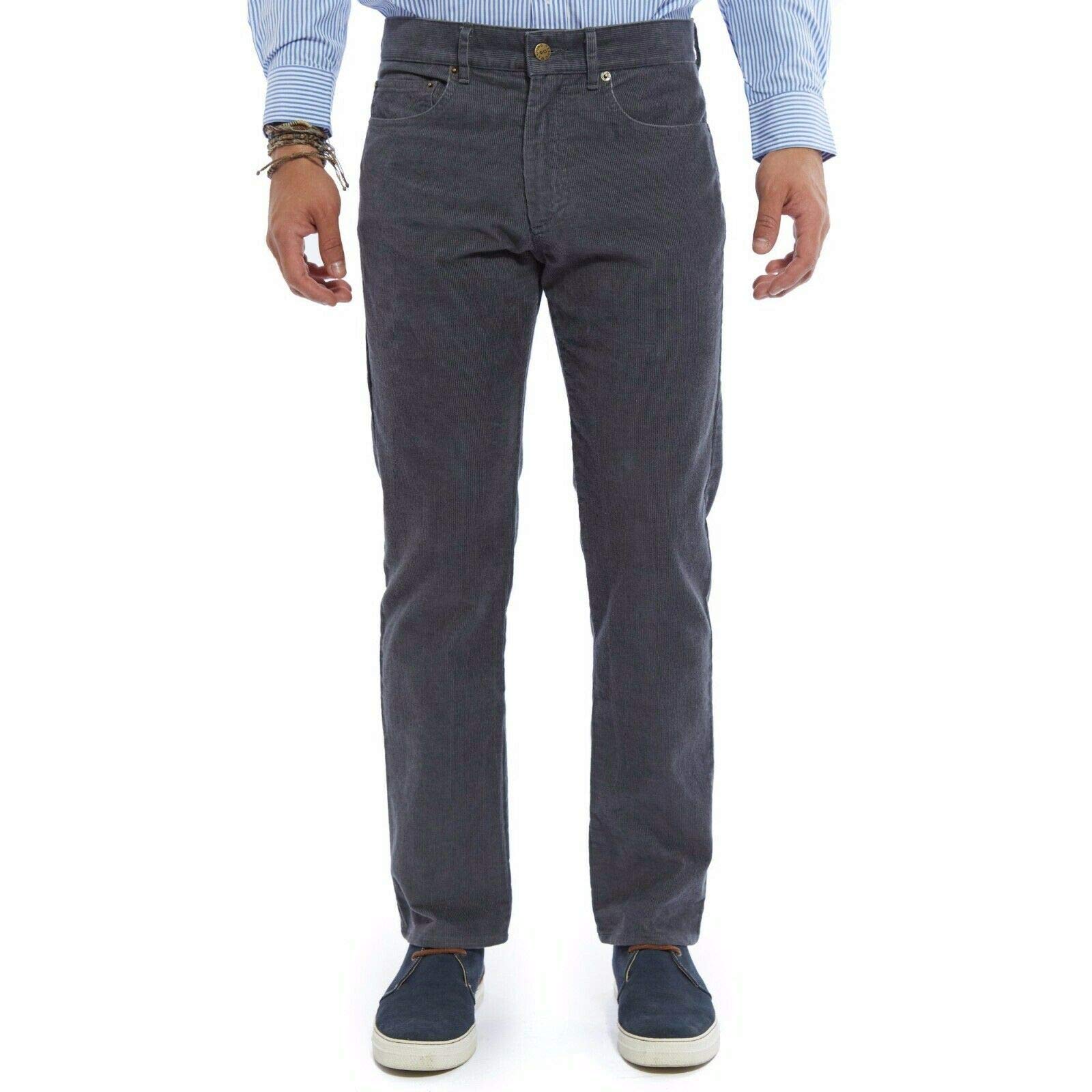 MB CLOTHING Mens Stretch Cords Trousers Expandable SELF Adjusting Waist Corduroy Pants (46 31, Grey)