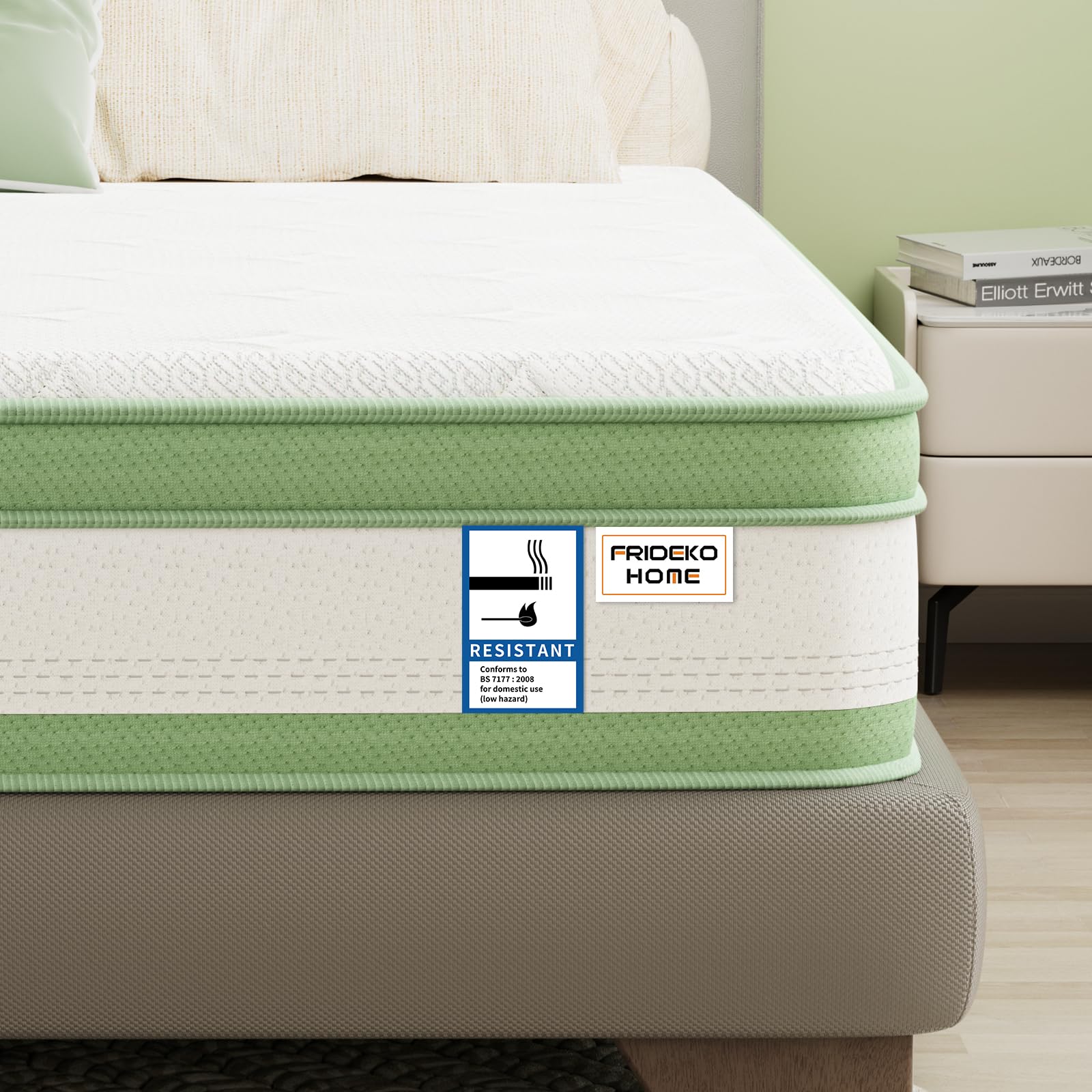 FRIDEKO Double Mattress 4FT6, 10 Inch Hybrid Pocket Sprung, Medium Firm