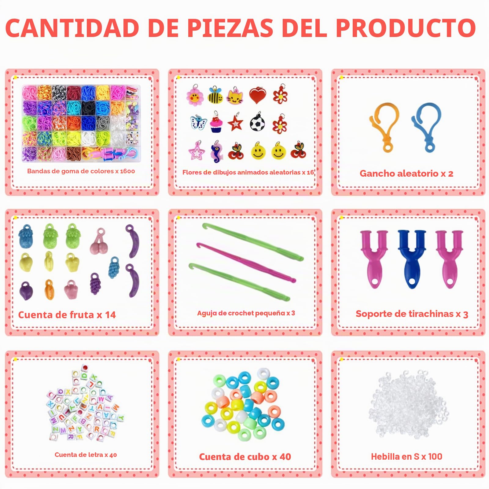 Gomas Para Hacer Pulseras Jsdoin 2700+ 40 Rejilla Gomas Elásticas Plásticas kit 30 Colores para Niños de Anillos y Collares de Bricolaje goma de telar con clips, cuentas y otros accesorios