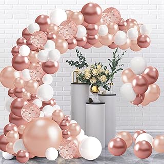 Rose Gold Balloons 135PCS Rose Gold Balloon Arch Kit Rose Gold Party Decoration Balloon Arch Rose Gold Rose Gold White Decoration for Birthday Wedding