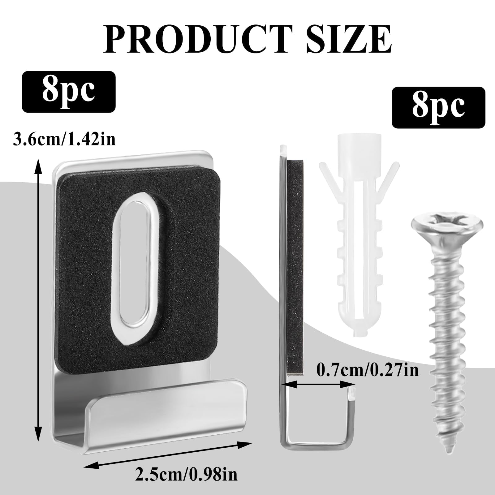 8 Pcs Mirror Fixings, Metal Mirror Clips Heavy Duty Wall Mount for Frameless Mirror & Tile (8 Pcs Silver) - Image 2