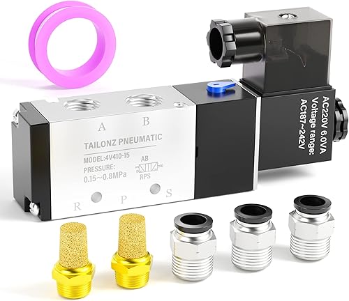 TAILONZ PNEUMATIC Válvula solenoide NPT de 12 "NPT 4V410-15 12V24V110V220V Sola bobina operada por piloto eléctrico 2 posiciones 5 vías Tipo de