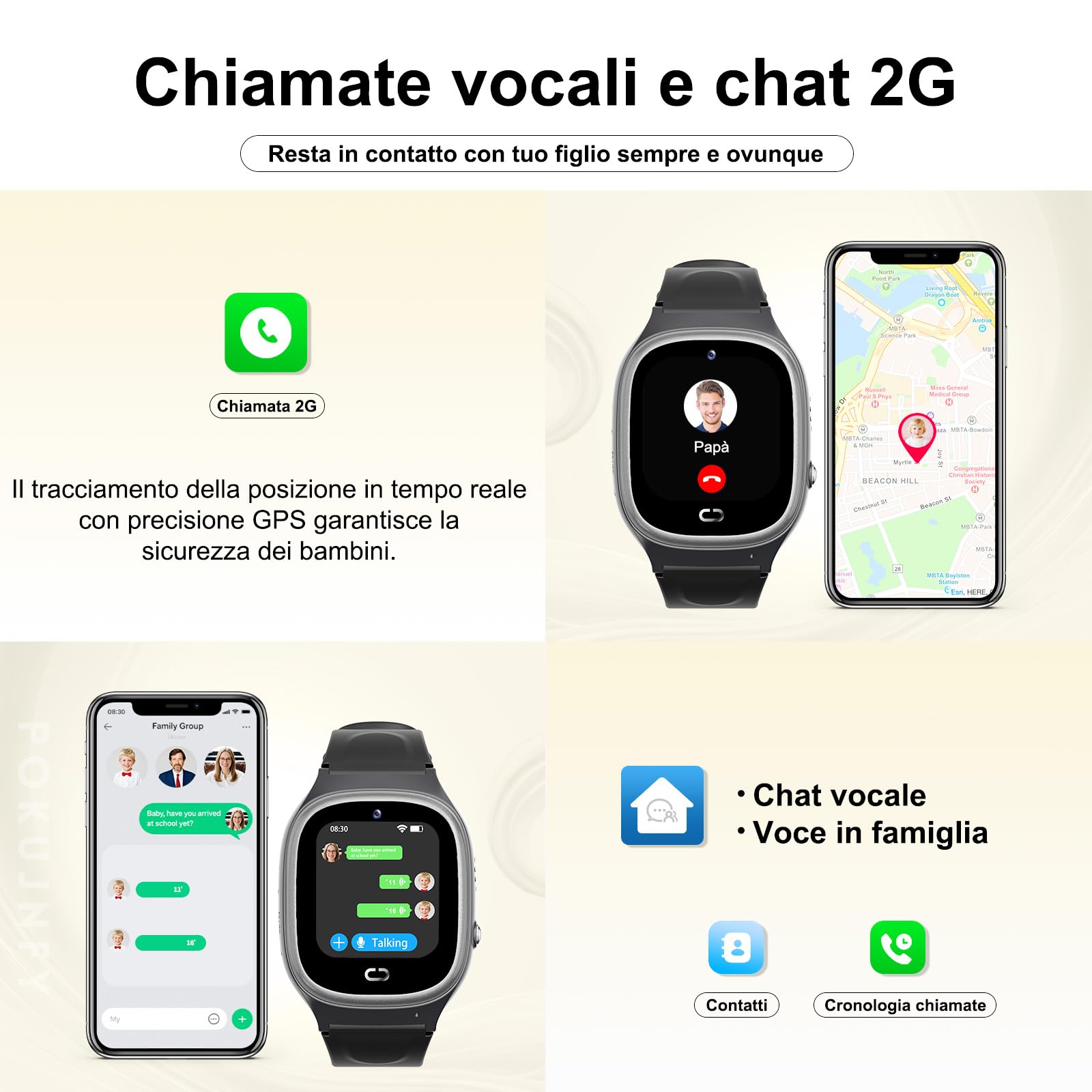 Smartwatch Bambini GPS Telefonate Chat SOS Contatti Sveglia | Giochi IP68 Impermeabile Modalità Classe Digitale Orologio Smartwatch Bambini Bambino Bambina Compleanno Regalo