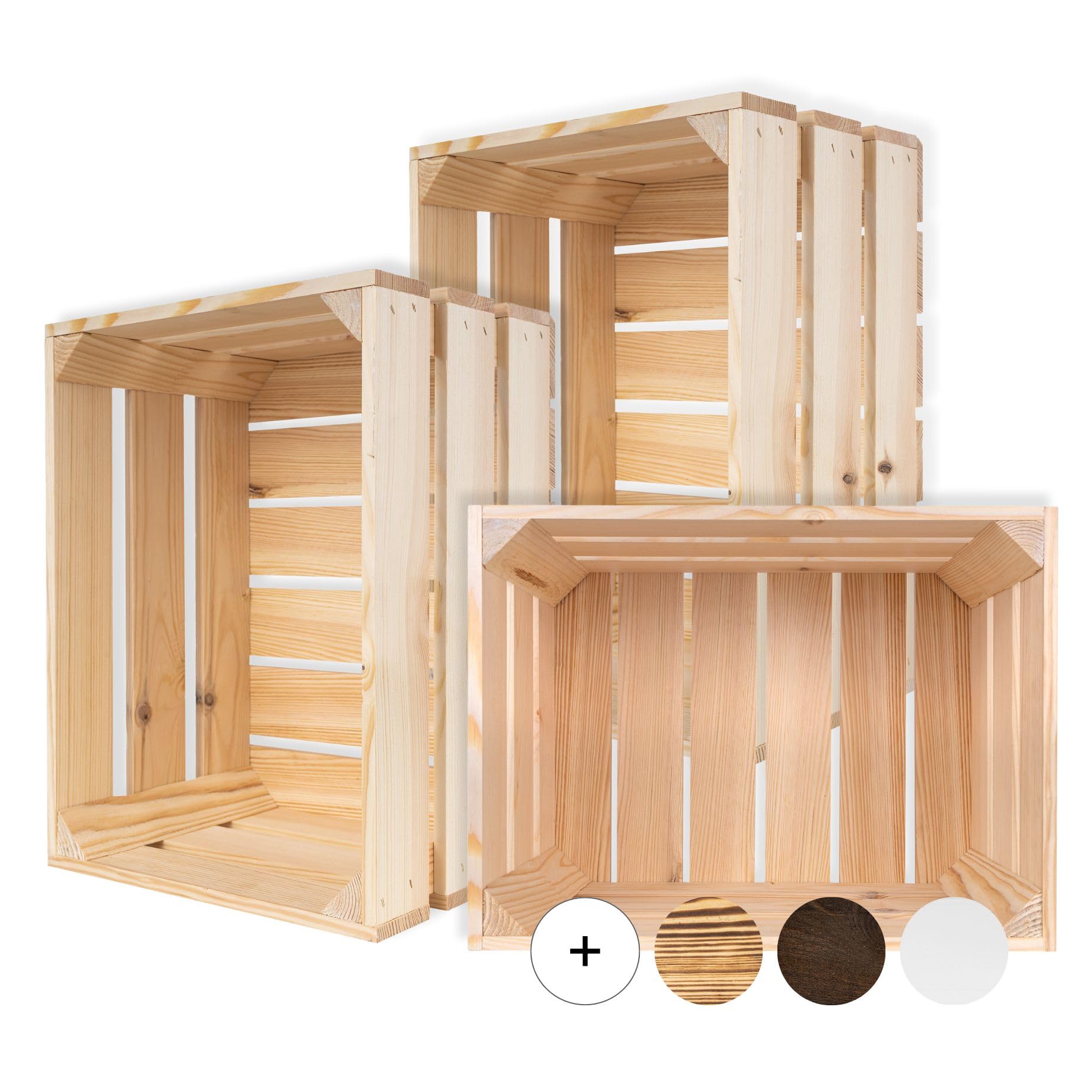 Creative DECO 3 x Cajas de Madera Natural Decorativa | 40 x 30 x 23 cm | Cesta de Madera Ideal para Almacenaje Regalo Fruta Decoración Bricolaje Manualidades | Documentos Juguetes Herramientas