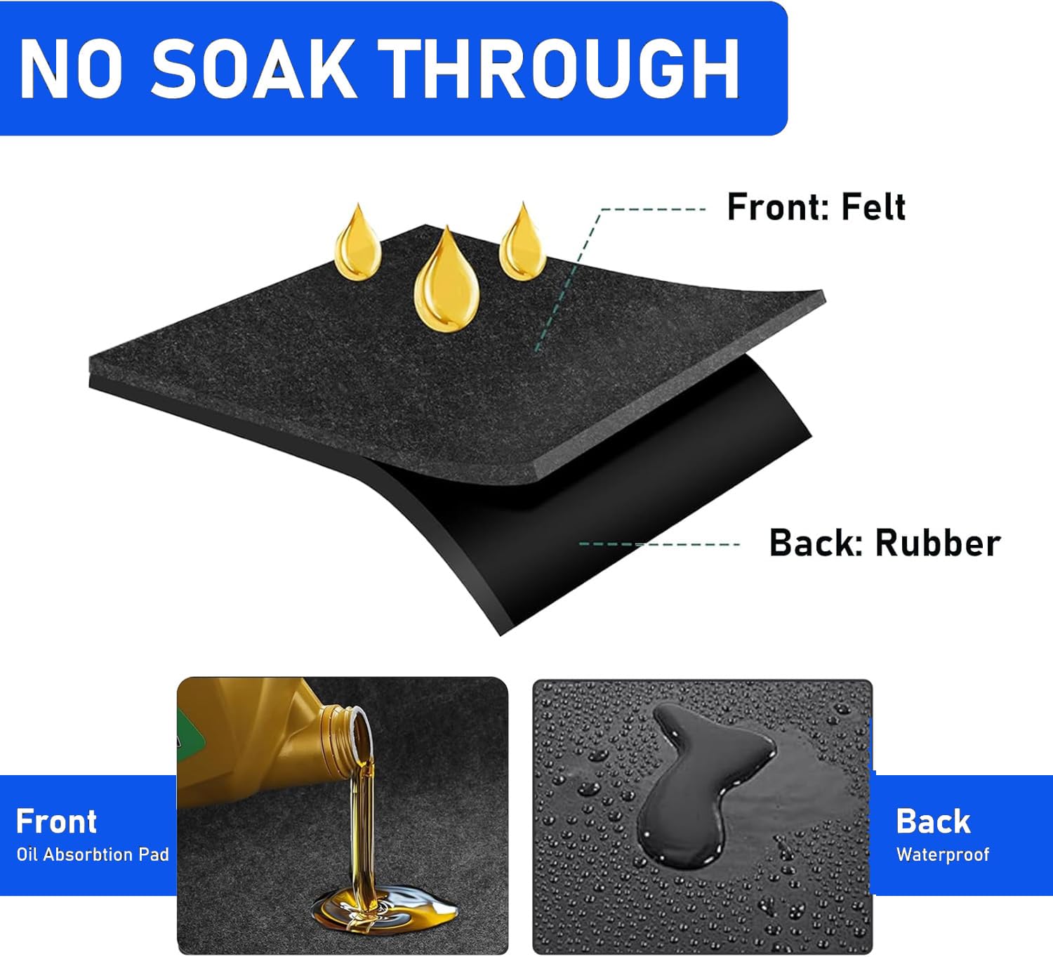 Tapis de récupération d'huile pour garage, 110 x 280 cm, tapis de sol de garage, tapis à huile de moto, protection de garage polyvalent, tapis absorbant résistant, tapis de protection, établi