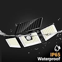 Vista 4 de INCX Solar Lights Outdoor Waterproof, 3000 LM 156 LED Motion Sensor Outdoor Lights, 3 Heads Solar Powered Security Flood Light Motion Detected