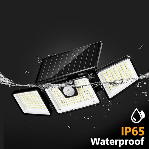 Miniatura 4 de INCX - Luces solares para exteriores con sensor de movimiento, 3 cabezales, luces de seguridad de 156 LED, reflectores, impermeabilidad IP65,
