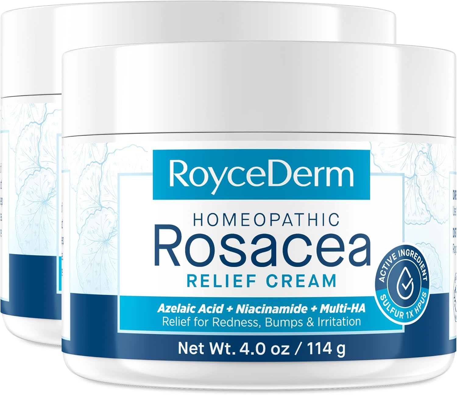 Roycederm Face Cream for Rosacea-Prone Skin & Visible Redness – Moisturizer with Sulphur, Azelaic Acid, Niacinamide & Centella, 2 Pack