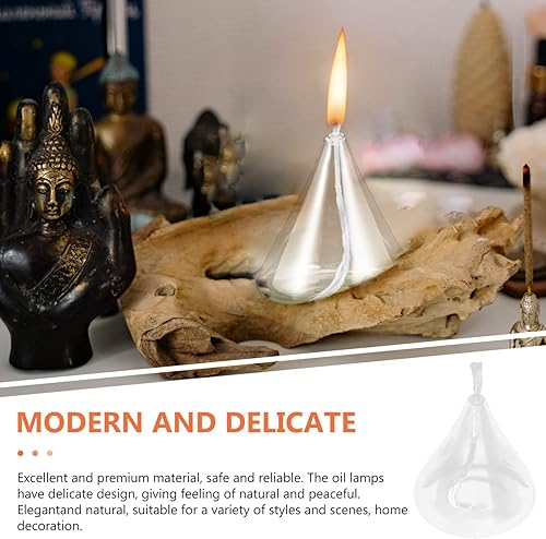 Miniatura 9 de Zerodeko Linterna de aceite de vidrio Lámpara de vela recargable Vela de aceite en forma de vidrio de borosilicato de emergencia s lámpara de