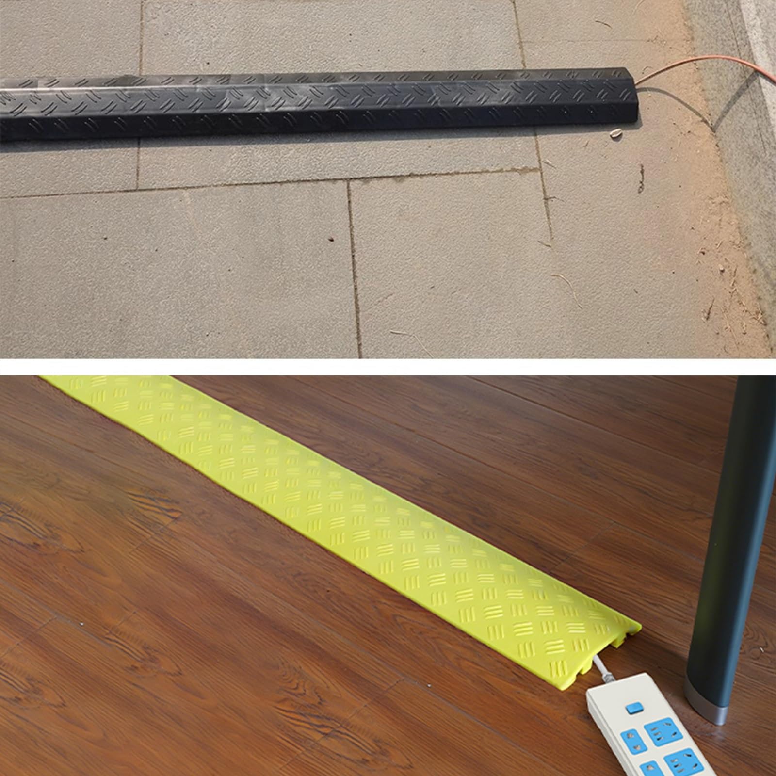 Pasacables Suelo para Interiores y Exteriores, Canaleta Cables Suelo con Enclavamiento para Uso en Oficinas y Almacenes, Evita Tropiezos(Yellow)