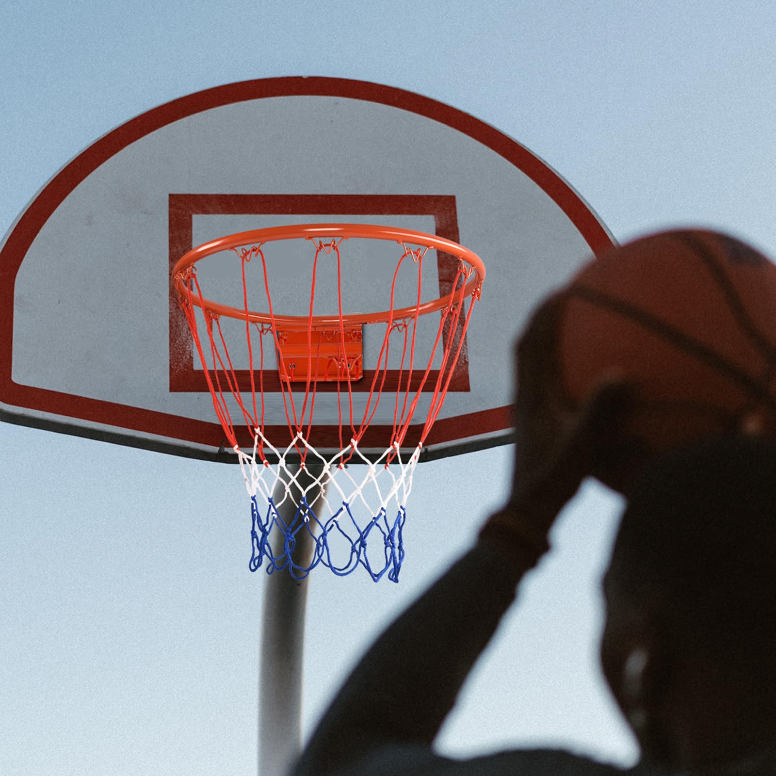 COSTWAY Ø 45 cm Canasta de Baloncesto para Pared con Red de Nylón, Marco de Acero, Juguete para Interior y Exterior (Estilo 1)