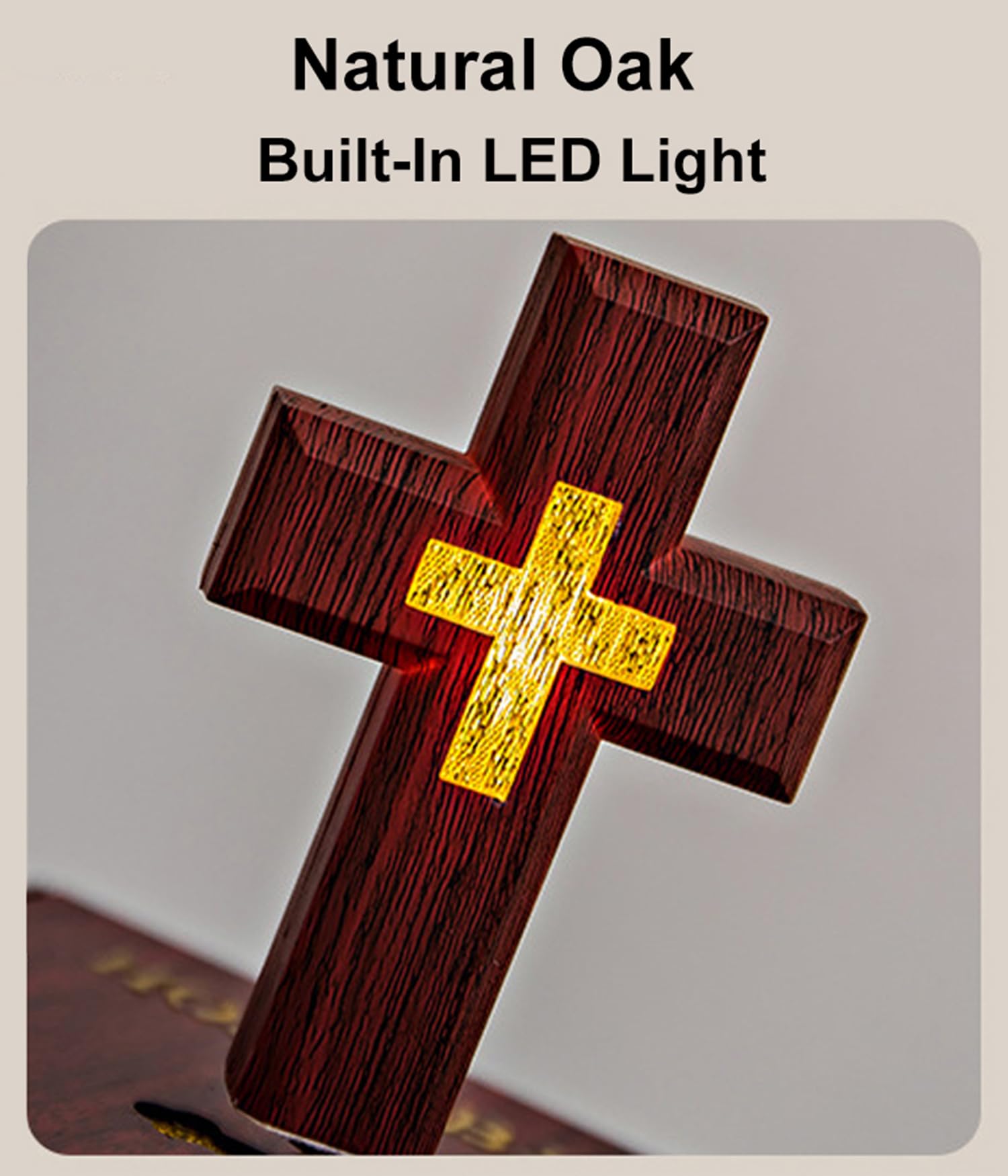 Lampada da tavolo a croce Maglev Ornamento a croce a LED con base luminosa Luce a LED che benedice Gesù Bibbia per regali di compleanno per decorazioni per la casa in ufficio,B,1