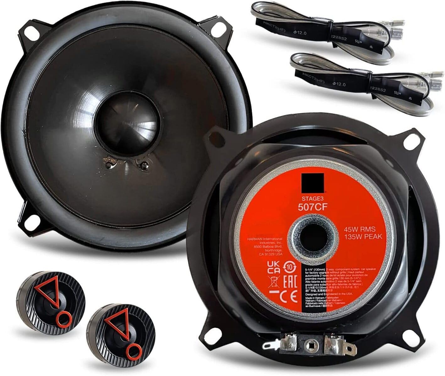 Lautsprecher Boxen Einbaupaket für JBL Stage3 507CF kompatibel mit Mercedes Sprinter W906 vorne | 2X Tief-Mitteltöner 2X Hochtöner
