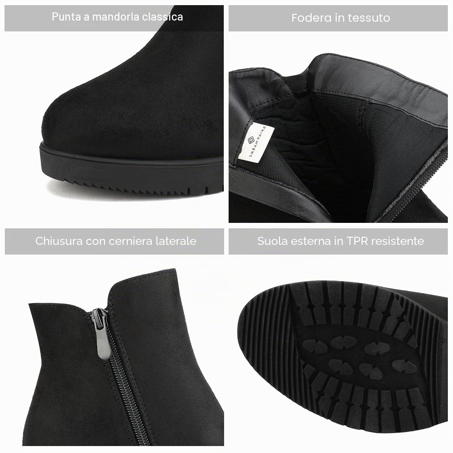 DREAM PAIRS Stivali da Donna Stivaletti alla Caviglia con Tacco Grosso con Zip Laterale