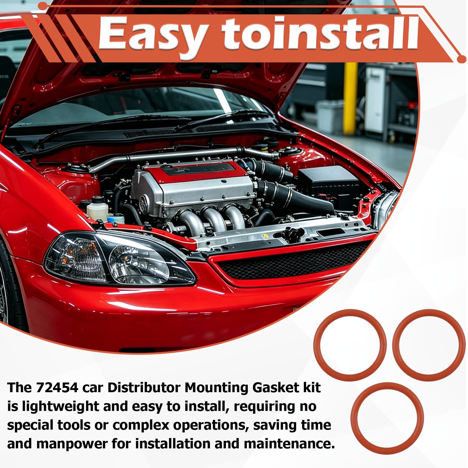 3 Pack 72454 Distributor Mounting Gasket kit | Compatible with Honda 1998, 2000 Civic, 1999 Accord, 2001 CRV, 1997 Acura and other models,wear-resistant and corrosion.