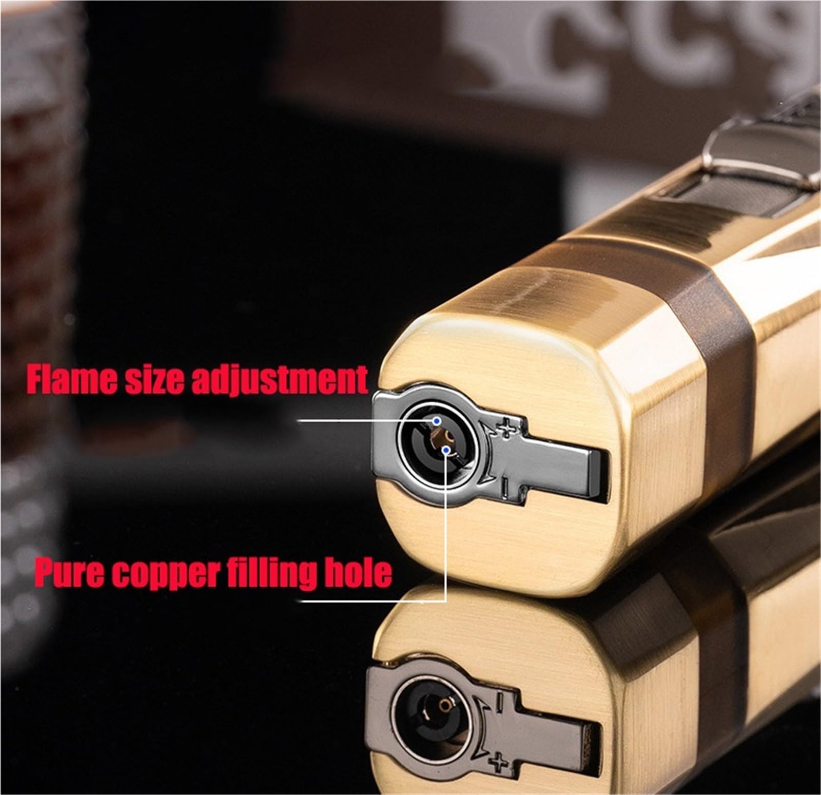 Briquet Jet Flamme Rechargeable avec 4 Flammes Design Coupe-Vent pour Homme et Femme Idéal pour Extérieur (gaz non inclus)