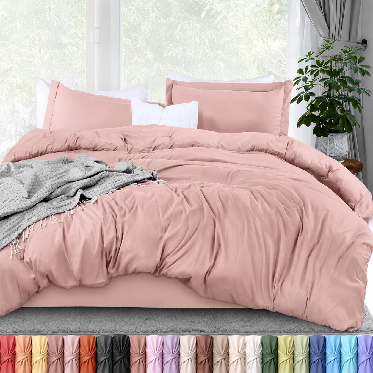 Utopia Bedding Duvet Cover King Size - 3 Piece with Zipper Closure - 1 Comforter Cover 104X90 Inches & 2 Pillow Shams 20X36 Inches (Blush Pink) Comforter Not Included