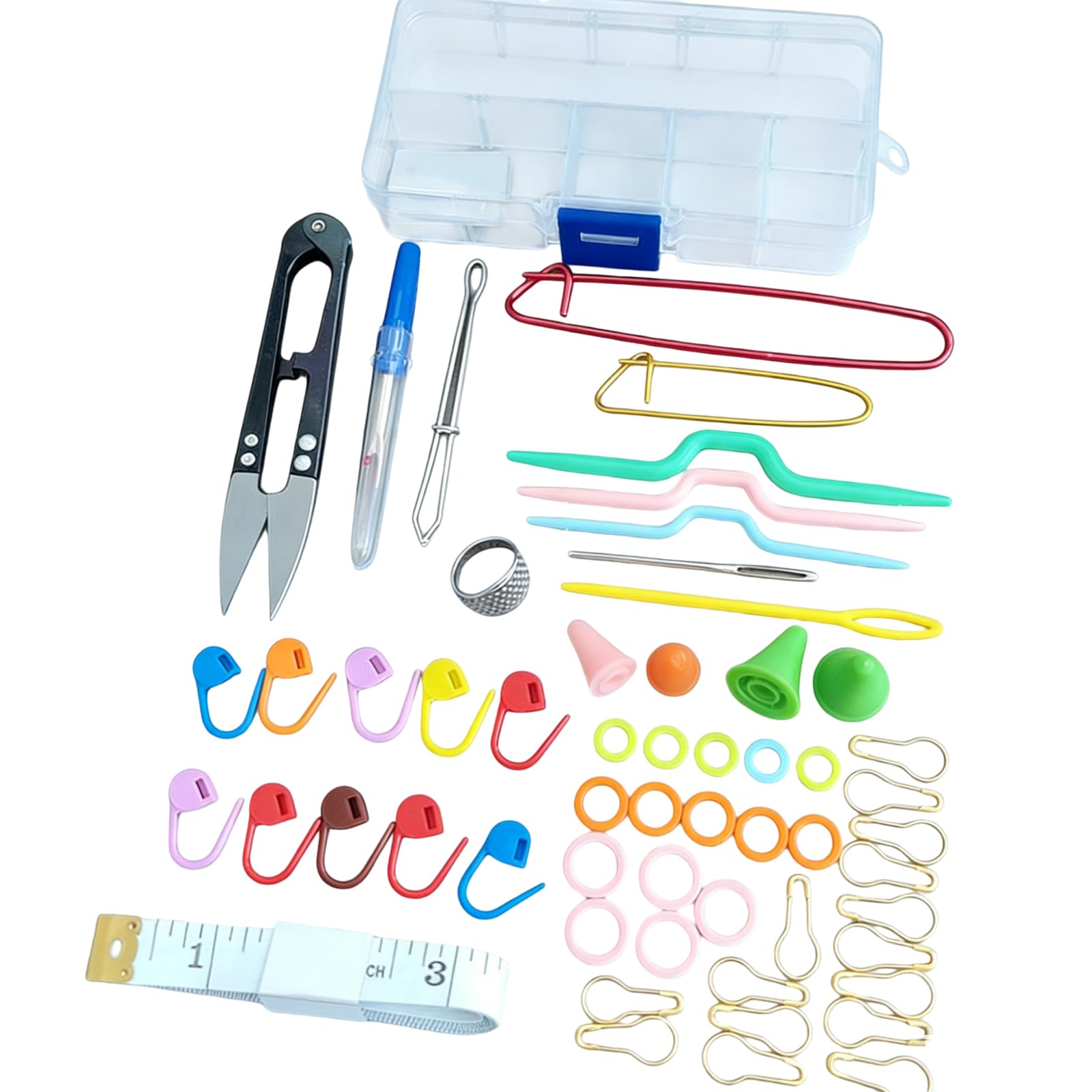 hogtnd Ergonomic Knitting Tool with Stitching Marker Yarn Needle Drawstring Threader Seam Unpicker Pin for Yarn Craft Portable Thread Markers