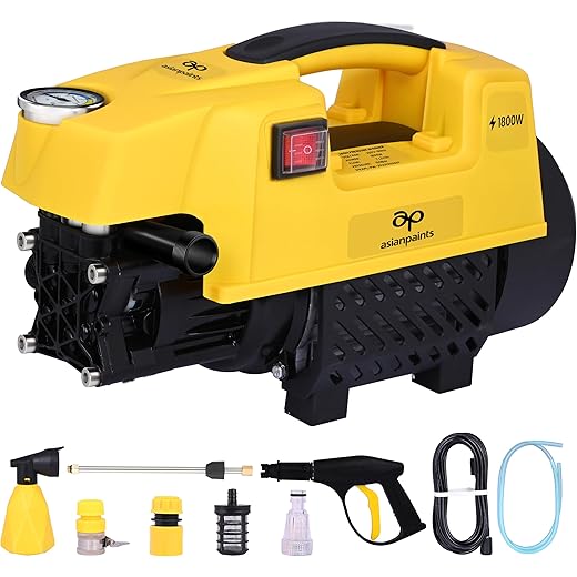 Asian Paints Trucare High Pressure Washer 1800w 120 bar Pressure | 7 Litre/min Flow Rate | 8 Meters Outlet Hose provided | Portable, Used for Home Cleaning, Bike & car Cleaning | Grip Handle