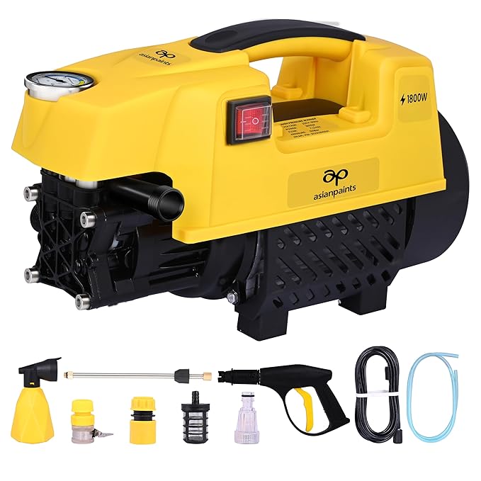 Asian Paints Trucare High Pressure Washer 1800w 120 bar Pressure | 7 Litre/min Flow Rate | 8 Meters Outlet Hose provided | Portable, Used for Home Cleaning, Bike & car Cleaning | Grip Handle