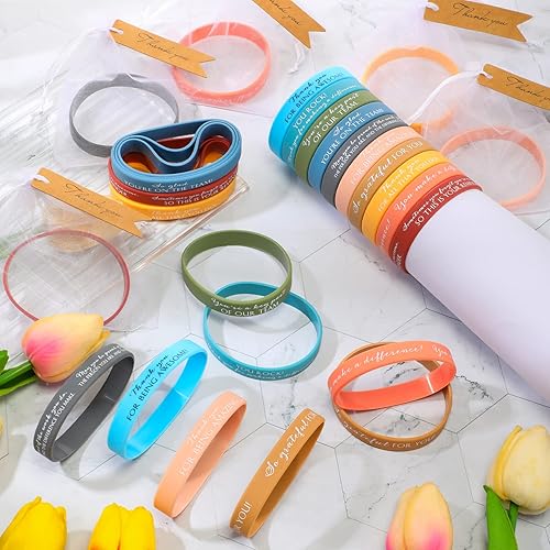 Miniatura 4 de Tatuo 50 juegos de pulseras de agradecimiento a los empleados, pulseras de goma a granel, pulseras de silicona elásticas con etiqueta de