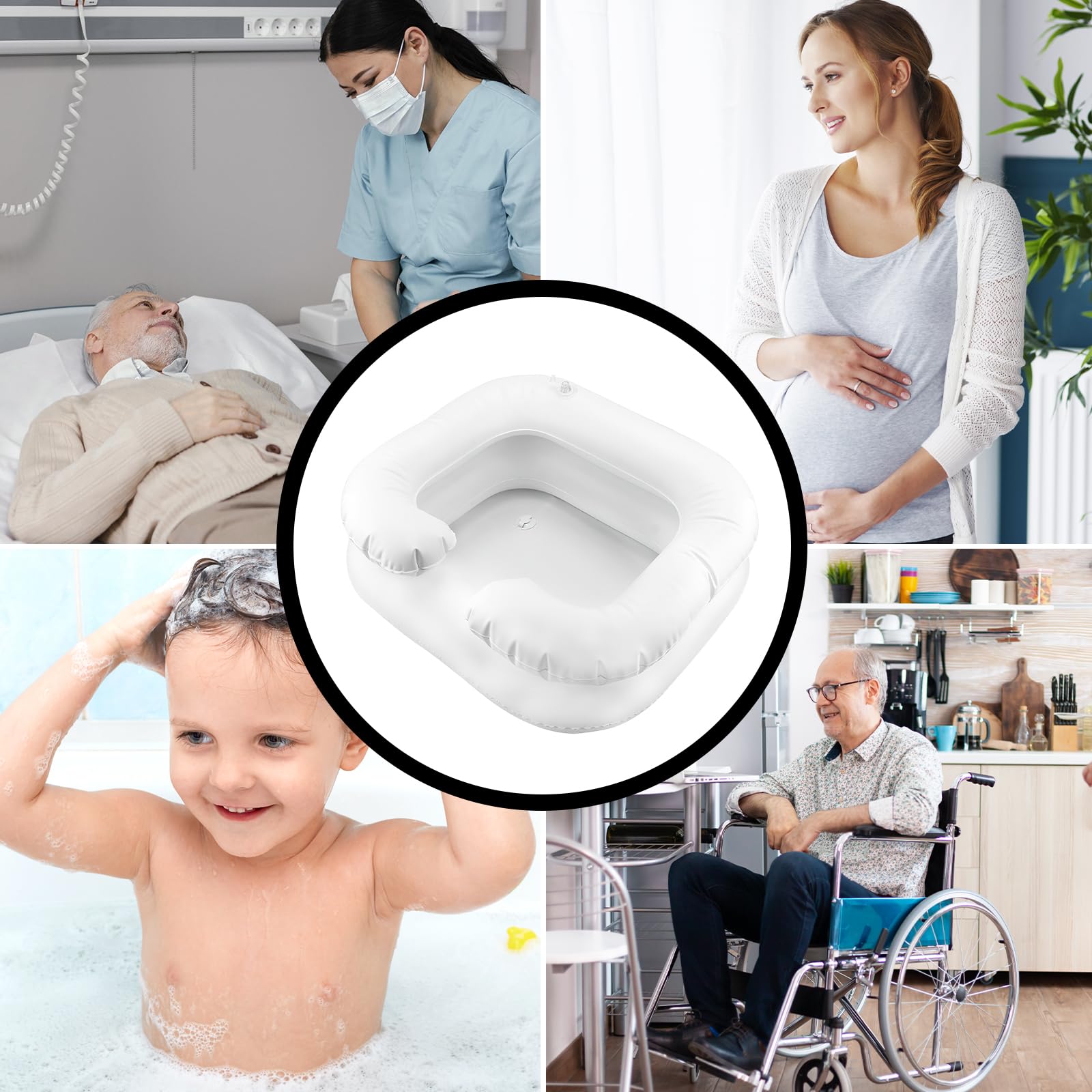 ZYNERY Haarwaschbecken,Haarwaschbecken Für Bettlägerige,Aufblasbares Haarwaschbecken,Haare Waschen Im Bett,Geeignet Für Bettlägerige Schwangere,Kinder Und Postoperative Verletzungen