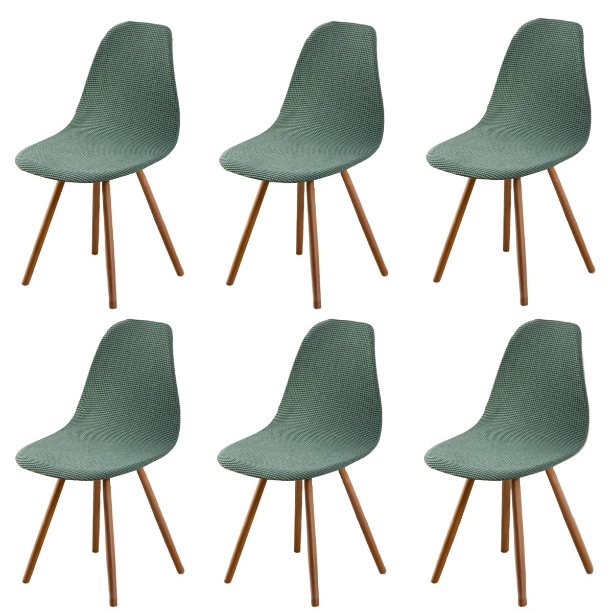 Highdi Matcha Green Corduroy Jacquard Scandinavian Dining Chair Covers, Nordic Style Armless Chair Slipcovers Shell Chairs Covers Removable Washable For Kitchen, Bedroom, Living Room (,6 Pcs)